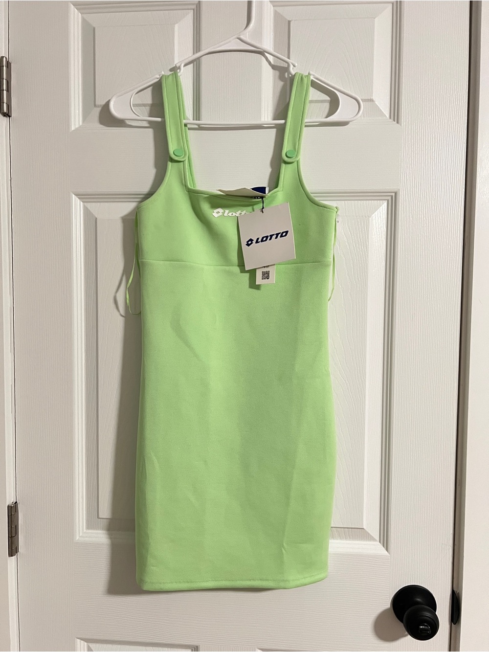 Lotto Neon Lime Square-Neck Mini Dress
